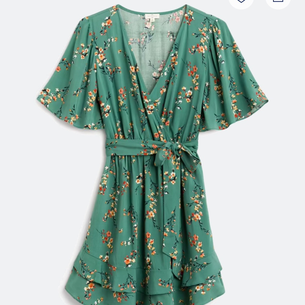 Floral Green Wrap Dress